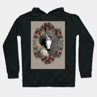 Lady Wendigo with ornate red rose wreath Hoodie